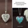 Luminous Crystal Heart Necklace 💎 | Glow-in-the-Dark Aqua Heart Pendant Necklace - Image 3