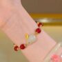 🐇 Crimson Jade Bunny Bracelet – Lucky Red Agate Charm ✨ - Image 2