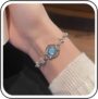 Moonstone Cat’s Eye Bracelet – Silver Flower Charm Jewelry 🌸💎 - Image 2
