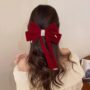 Scarlet Elegance Bow – Red Velvet Hair Clip with Tassel & Sparkle 💃✨❤️ - Image 4
