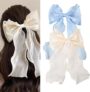 Ocean Waves Ribbon Bow – Elegant Long Sheer Hair Clip 🌊 - Image 4
