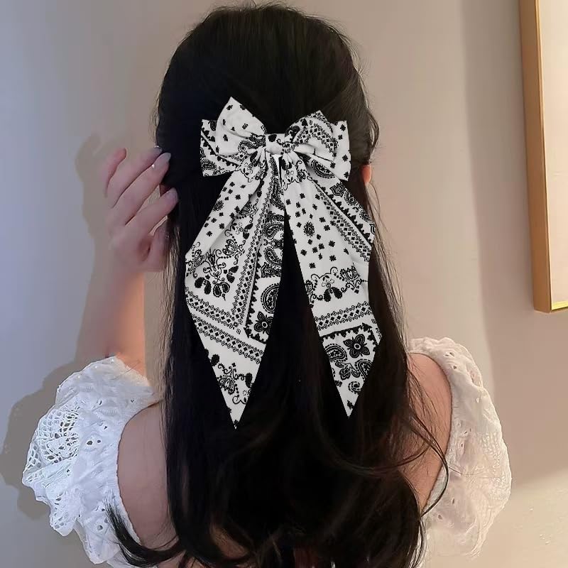 61KzqWNsOiL._AC_ Serenity Pearl Bow β Black & White Pattern Hair Clip with Pearl Accent β¨π€ - Image 1