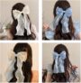 Ocean Waves Ribbon Bow – Elegant Long Sheer Hair Clip 🌊 - Image 3
