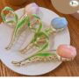 Tulip Claw Clip 🌷💙🌿 – Elegant Floral Hair Clutcher for Stylish Hairstyles - Image 4