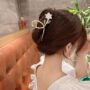 Lily Blossom Claw Clip – Elegant Floral Hair Clutcher with Green Leaves & White Lily 🌸🌿✨ - Image 2