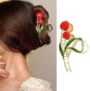Cherry Blossom Claw Clip 🍒🌿 – Elegant Floral Hair Claw for Stylish Hairstyles - Image 3