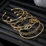 💛 Golden Love Stack Bracelet Set – 6 Piece Floral & Heart Bangles ✨ - Image 3