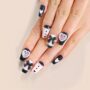 Glam Noir Bow Press-On Nails – Elegant Black & Pink Nail Art with Crystal Accent ✨💎 - Image 2