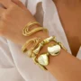 ✨ Golden Waves Statement Bracelet Set – 3 Piece Bold Gold Bangles 💛 - Image 2