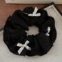 White Bow Scrunchie – Elegant Black & White Hair Tie - Image 3