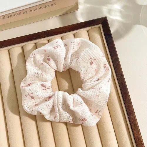 Blush Floral Scrunchie – Soft Pink Flower Hair Tie