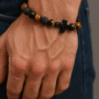 Tiger Eye Cross Protection Bracelet – Lava Stone & Energy Shield For Men ✨🧿 - Image 2