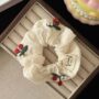 Cherry Pearl Scrunchie – Elegant Lace Fruit Hair Tie
