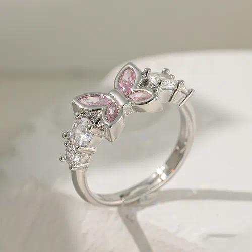 🦋 Pink Butterfly Sparkle Ring