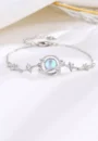 Moonstone Cat’s Eye Bracelet – Silver Flower Charm Jewelry 🌸💎 - Image 3