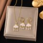 Dreamy Cloud Raindrop Jewelry Set ☁️💧 – Golden Cloud Necklace & Earrings (Anti-Tarnish)