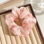 Pink Petal Scrunchie – Sheer Floral Embroidered Hair Tie