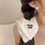 Cherry Charm Scrunchie – Embroidered Vintage Hair Tie - Image 3