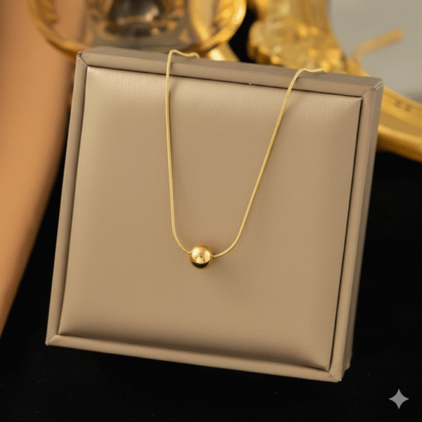 Luxe Sphere Pendant Chain 💫 | Anti-Tarnish Minimal Golden Bead Necklace for Women