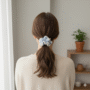 Textured Ruffle Scrunchie – Soft Pastel & Neutral Hair Tie Set - Image 2