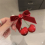 Cherry Velvet Bow Clip – Cute Red Bow Hair Accessory with Cherry Charm 🍒✨🎀