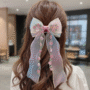 Rose Blossom Ribbon Bow – Pastel Embroidered Floral Hair Clip 🌸🌹✨ - Image 2
