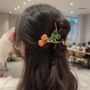 Persimmon Bird Claw Clip – Elegant Fruit & Bird Hair Accessory 🍊🐦✨ - Image 2