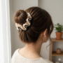 Elegant Edge Scrunchie – Beige & Black Contrast Hair Tie - Image 2