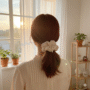 Ivory Sketch Scrunchie – Minimal Bow Hair Tie - Image 2