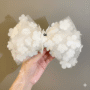 Floral Cloud Bow – Elegant White Mesh Hair Bow with 3D Flower Accents 🌸☁️✨