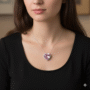 💜Elegant Heart Amethyst Necklace | Violet Crystal Chain for Women - Image 2