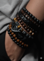 Tribal Black Aura Bracelet Stack 🌌 | Beaded & Leather Bracelet Gift Set for Men - Image 2