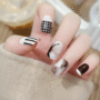 Midnight Checkered Press-On Nails – Chic Black & White Grid Nail Art 🖤🤍✨