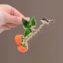 Persimmon Bird Claw Clip – Elegant Fruit & Bird Hair Accessory 🍊🐦✨