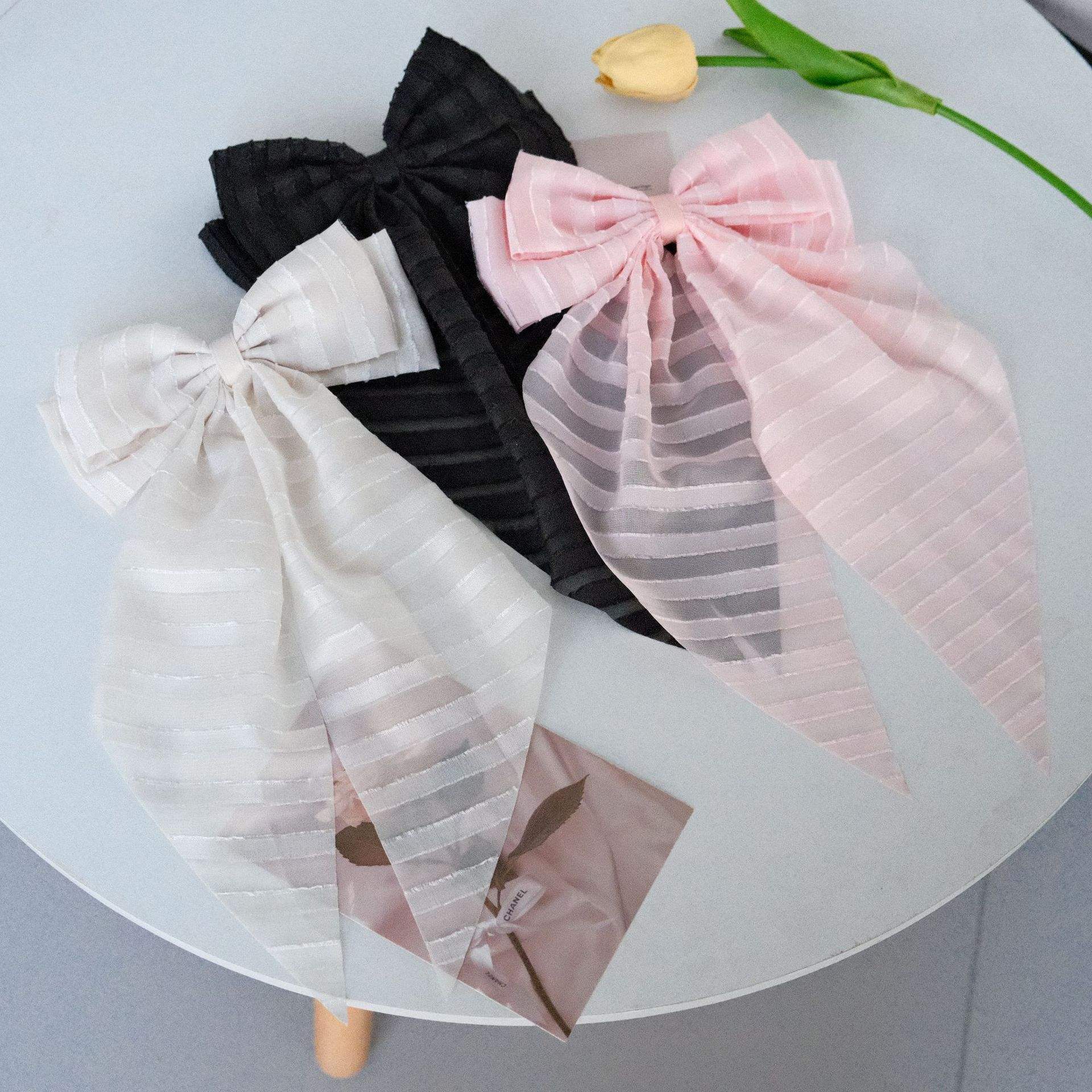 H3b268a625ab44e7995de870a31ca2b41b Sweet Peony Bow β Pastel Pink Striped Hair Clip πΈβ¨π - Image 1