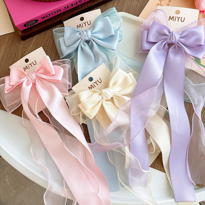 H561260ea872248b98d39555498f6c002N Serenity Ribbon Bow β Elegant Long Tail Hair Clip π - Image 1