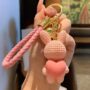 Peach Heart Wool Rabbit Charm – Purple Bunny Keychain - Image 2