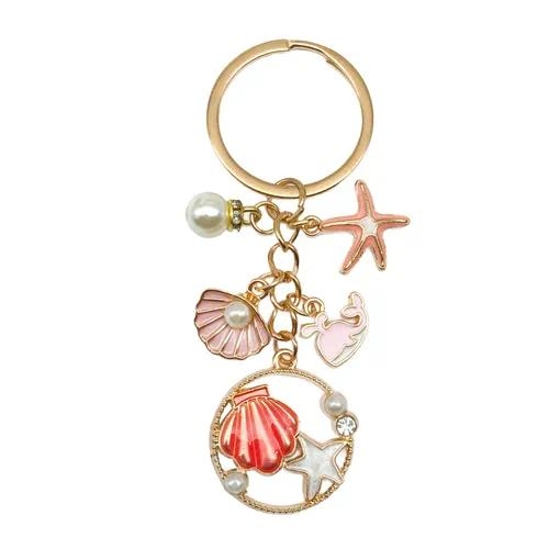 Mermaid Pink Seashell Charm – Ocean Pearl Keychain