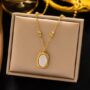 White Glaze Rose Pendant 🤍 | Anti-Tarnish Golden Beaded Rose Necklace for Women