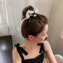 White Bow Scrunchie – Elegant Black & White Hair Tie - Image 2