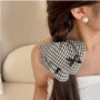 Black & White Check Scrunchie – Gingham Bow Hair Tie - Image 2