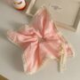Pastel Gingham Bow Scrunchie – Lace Trim Check Hair Tie - Image 3