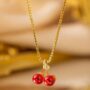 Cherry Luxe Pendant Chain 🍒 | Anti-Tarnish Golden Red Cherry Pendant Necklace for Women