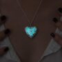 Luminous Crystal Heart Necklace 💎 | Glow-in-the-Dark Aqua Heart Pendant Necklace - Image 2