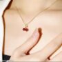 Cherry Luxe Pendant Chain 🍒 | Anti-Tarnish Golden Red Cherry Pendant Necklace for Women - Image 2