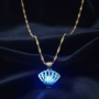 Blue Aura Shell Glow Necklace 💫 | Anti-Tarnish Luminous Blue Seashell Pendant Necklace for Women