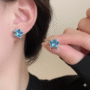 💙 Blue Crystal Star Hoop Stud Earrings – Silver Needle - Image 2