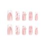 🎀 3D Pink Bow French Tip Press On Nails with Pearls and Flowers - Image 2