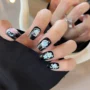 🪼 Black Jellyfish Press On Nails with Pastel Ocean Art Design