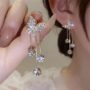 🦋 Crystal Butterfly Long Drop Earrings